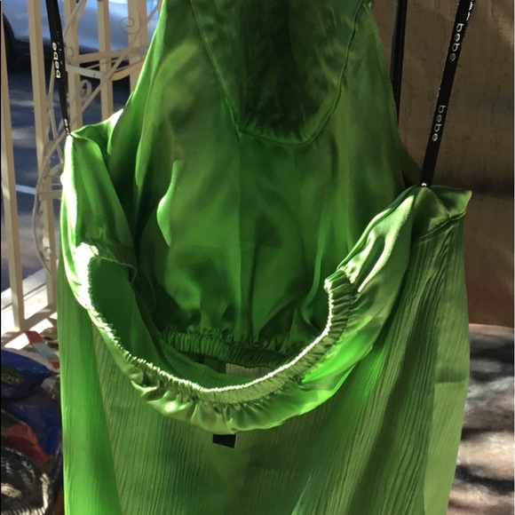 BEBE Silk  & Beaded Neck Top - Picture 7 of 8